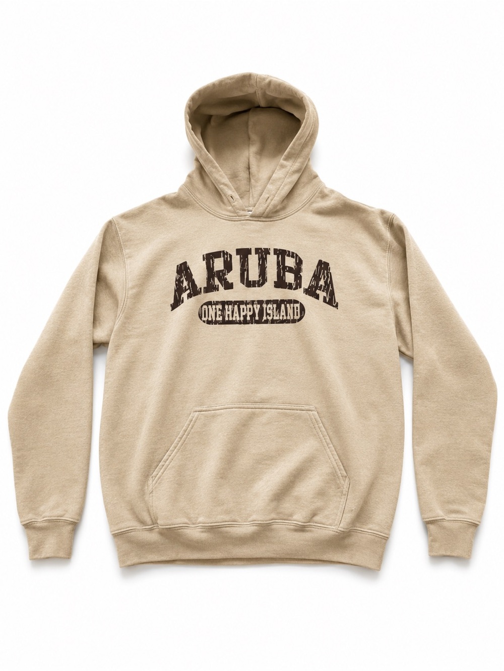 Gildan Beige Aruba 'One Happy Island' Pullover Hoodie